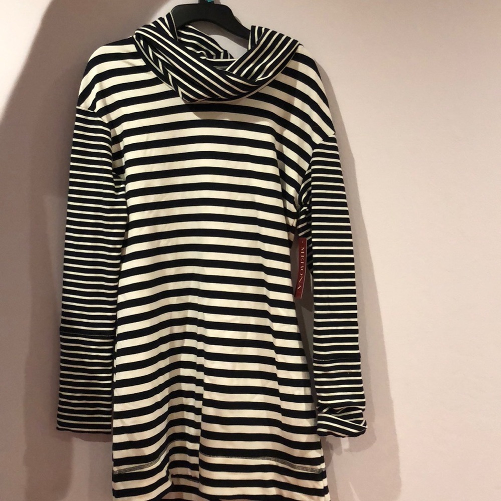 Striped cowl neck dress